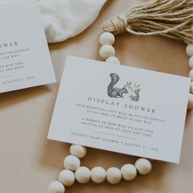 Woodland Squirrel Baby Shower Display Shower Enclosure Card (Creator Uploaded)