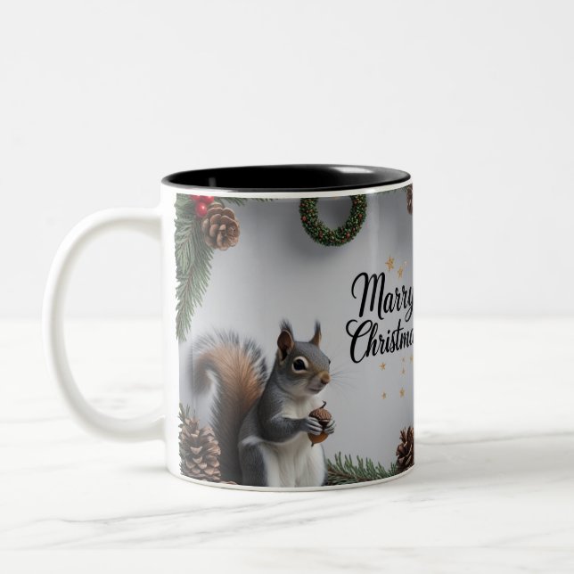 Woodland Squirrel Christmas Two-Tone Mug  (Left)
