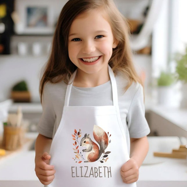 Woodland Squirrel Cute Personalised Kids Apron (Creator Uploaded)