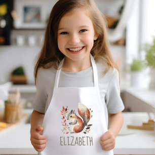 Woodland Squirrel Cute Personalized Kids Apron