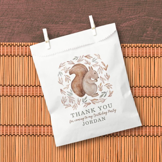 Woodland Squirrel & Foliage Thank You Favour Bag (Creator Uploaded)