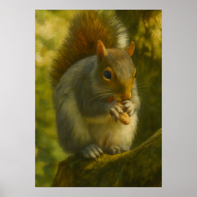 Woodland Squirrel – Realistic Wildlife Art Poster (Front)