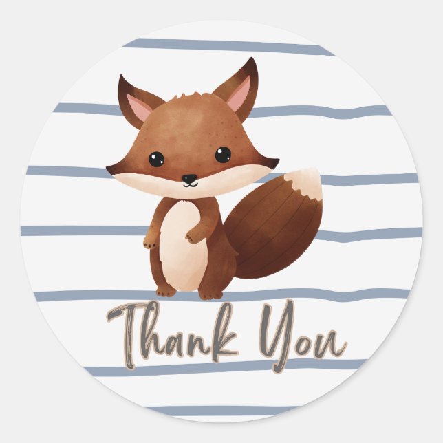 Woodland/Squirrel Thank You Sticker (Front)