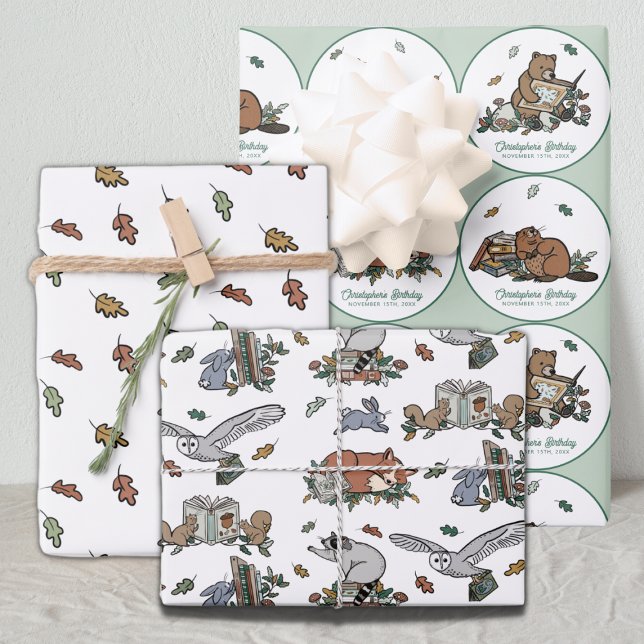 Woodland Story Book Birthday Wrapping Paper Sheet (Creator Uploaded)
