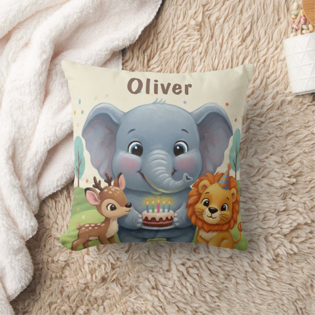 Woodland Storybook Animals Personalized Birthday Cushion (Blanket)