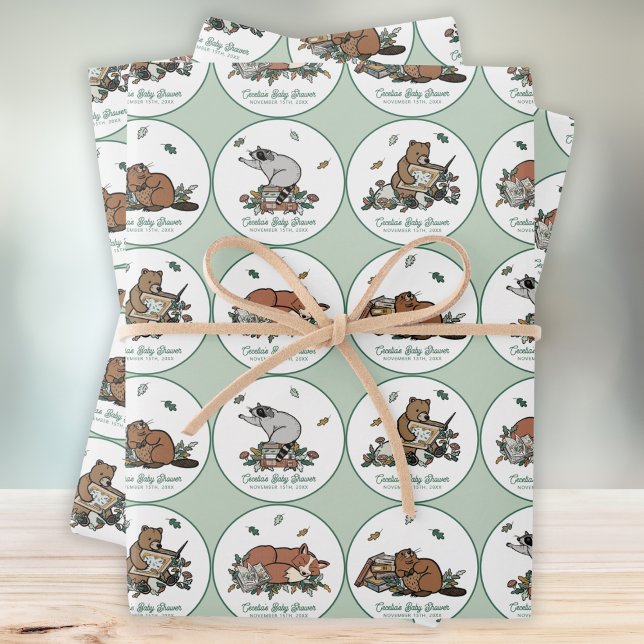 Woodland Storybook Baby Shower Wrapping Paper Sheet (Creator Uploaded)
