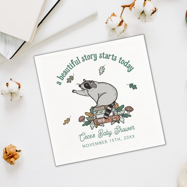 Woodland Storybook Beautiful Story Baby Shower Napkin (Woodland Storybook Baby Shower Napkins)