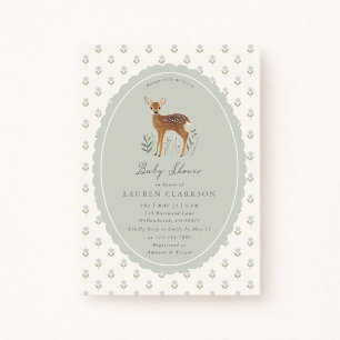 Woodland Storybook Fawn Vintage Baby Shower Invitation