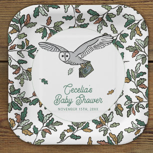Woodland Storybook Owl Baby Shower Paper Plate