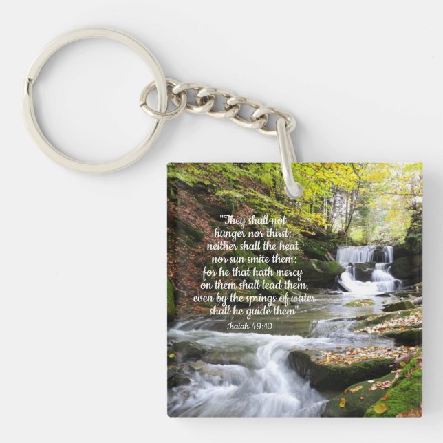 Woodland Stream with comforting Bible message  Key Key Ring (Front)