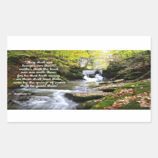 Woodland Stream with comforting Bible message Rectangular Sticker