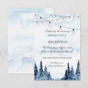 Woodland,String Light,Watercolor Wedding Reception Invitation