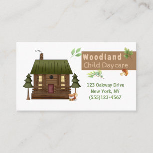 Woodland Style Cabin Child Daycare Service Business Card