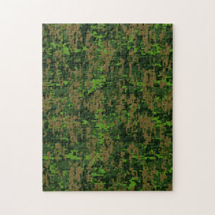 Woodland Style Digital Camouflage Accent Decor Jigsaw Puzzle