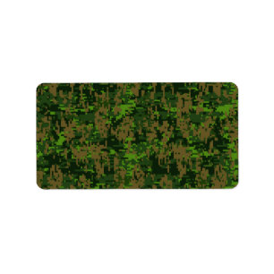 Woodland Style Digital Camouflage Accent Decor Label