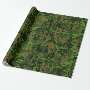 Woodland Style Digital Camouflage Accent Decor Wrapping Paper