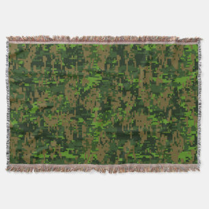 Woodland Style Digital Camouflage Throw Blanket