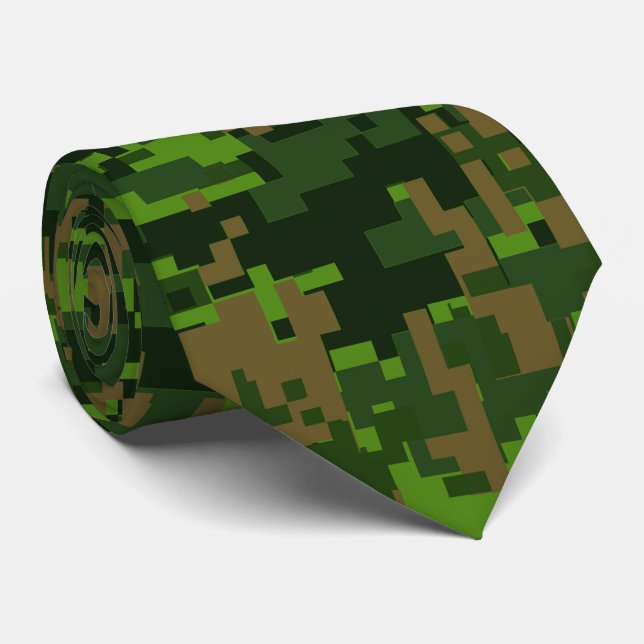 Woodland Style Digital Camouflage Tie (Rolled)