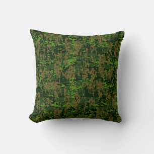 Woodland Style Digital Green Camouflage Accent Cushion