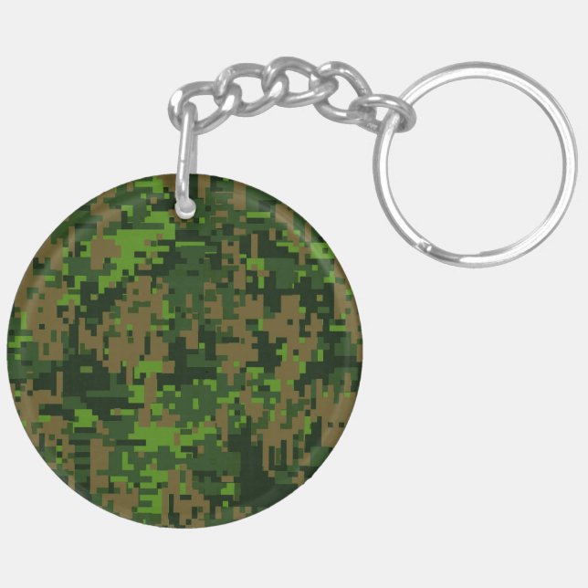 Woodland Style Digital Green Camouflage Accent Key Ring (Back Right)