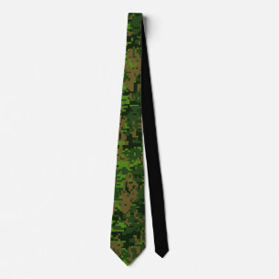 Woodland Style Digital Green Camouflage Decor Tie