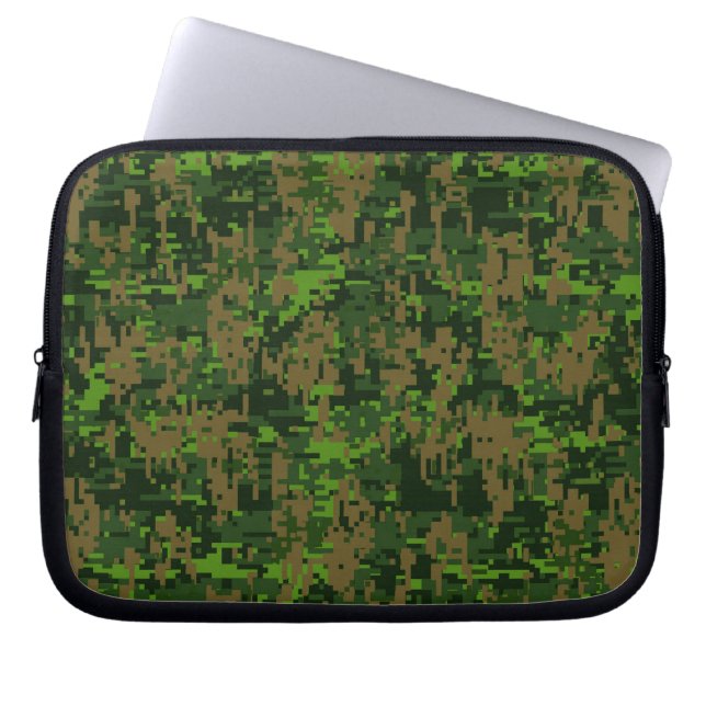 Woodland Style Digital Pixels Camouflage Laptop Sleeve (Front)