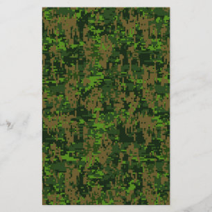 Woodland Style Green Digital Camouflage Stationery