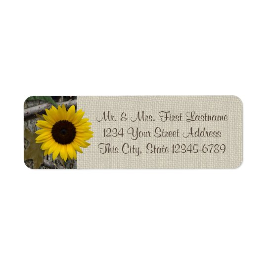 Woodland Sunflower and Burlap Return Address Label