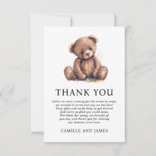 Woodland Teddy Bear Baby Shower Thank You Card
