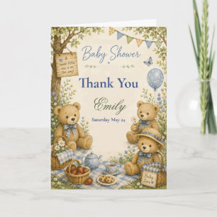 Woodland Teddy Bear Baby Shower Thank You Card