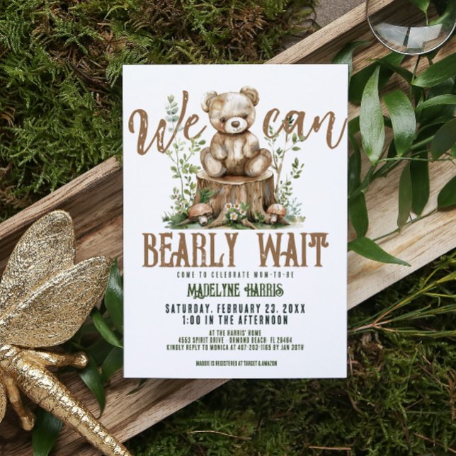 Woodland Teddy Bear Forest Watercolor Baby Shower Invitation (Creator Uploaded)