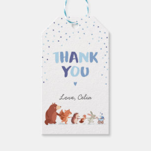 Woodland thank you favour gift tag Blue boy Forest