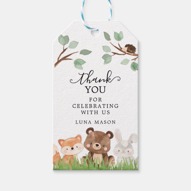 Woodland Thank you Favour Tags (Front)
