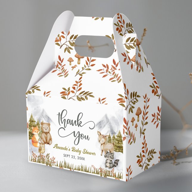 Woodland Thank You Forest Animals Baby Shower Favour Box (Creator Uploaded)