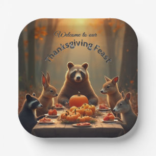 Woodland Thanksgiving Party Friends and Family Paper Plate