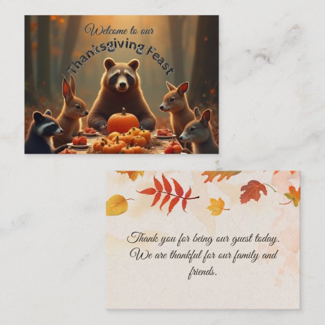 Woodland Thanksgiving Party Friends and Family Place Card (Front/Back)