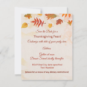Woodland Thanksgiving Party Friends and Family Save The Date