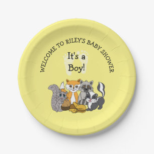 Woodland Themed Boy's Baby Shower Paper Plate
