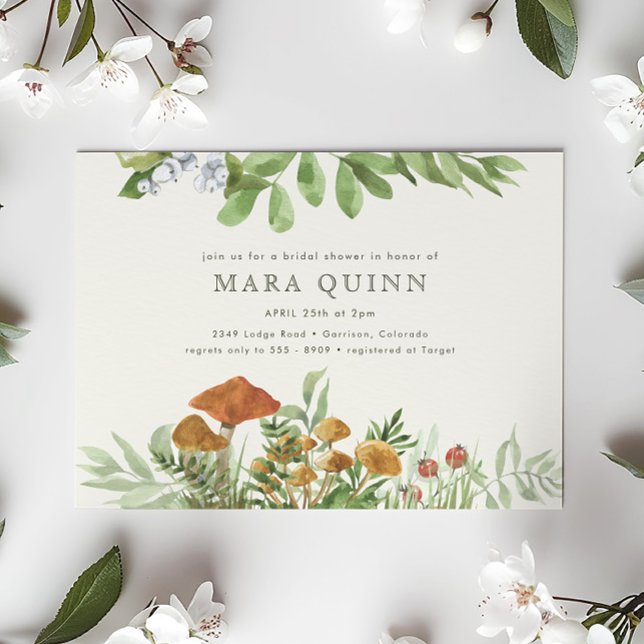 Woodland Toadstool Greenery Bridal Shower Invitation (Creator Uploaded)