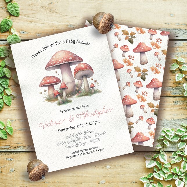 Woodland Toadstool Mushroom Baby Shower Invitation (Creator Uploaded)