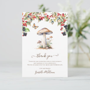 Woodland Toadstool & Mushroom Fall Baby Shower  Thank You Card
