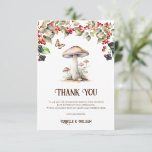 Woodland Toadstool & Mushroom Fall Baby Shower  Thank You Card