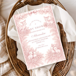 Woodland Toile Baby Shower Invitation