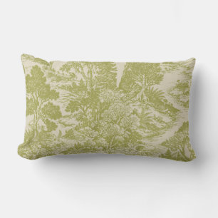 Woodland Toile Forest Animals Vintage Botanical  Lumbar Cushion