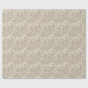 Woodland Toile Forest Animals Vintage Botanical  Wrapping Paper