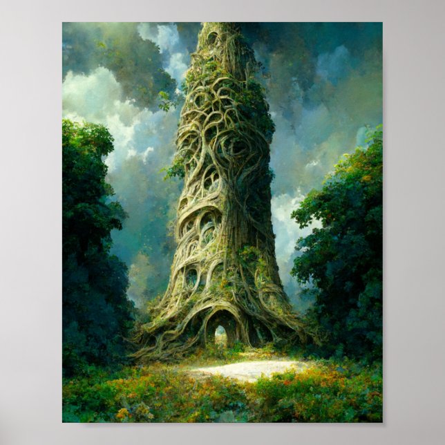 Woodland Tower Fantasy Art Poster (Front)