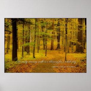Woodland Trail & Henry David Thoreau quote Poster