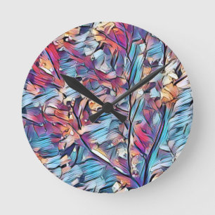 WOODLAND TREE ABSTRACT   ROUND CLOCK