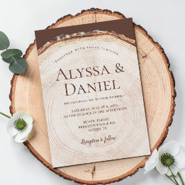 Woodland Tree bark ring Rustic Wedding Invitation