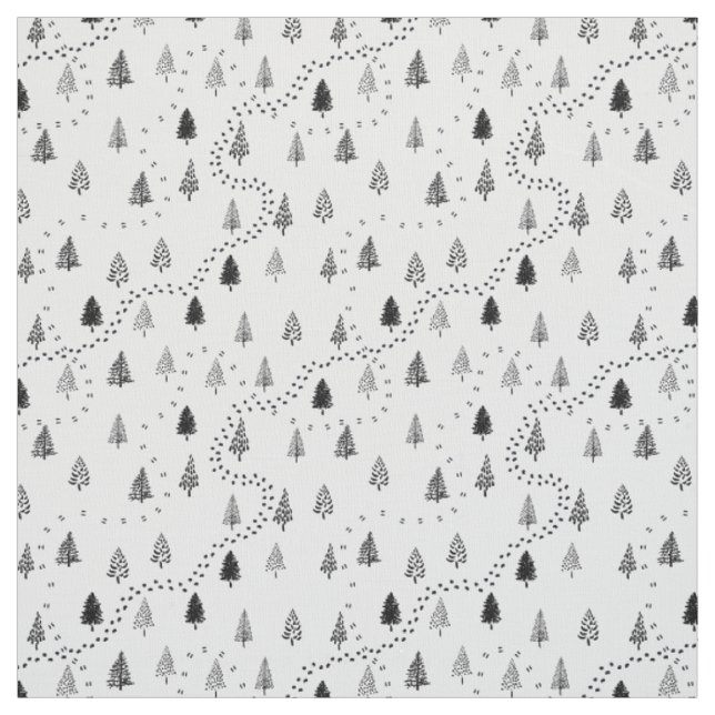 Woodland Tree Path Pattern Fabric (Swatch)